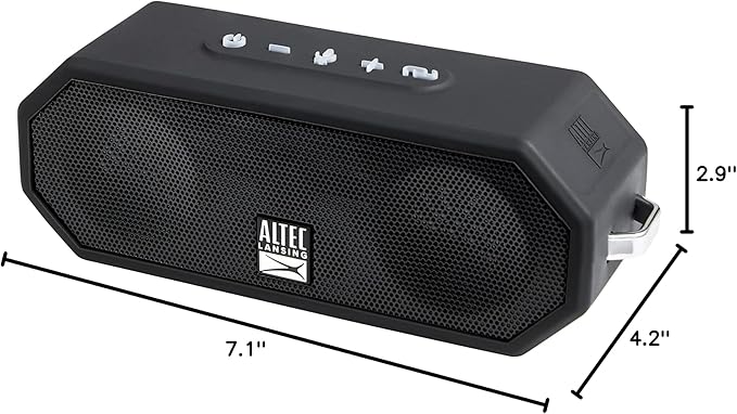 Altec Lansing LifeJacket H2O 4 - Waterproof Bluetooth Speaker, Durable & Portable Speaker with Voice Assistant, 10 Hour Battery Life & 100 Foot Range, Black