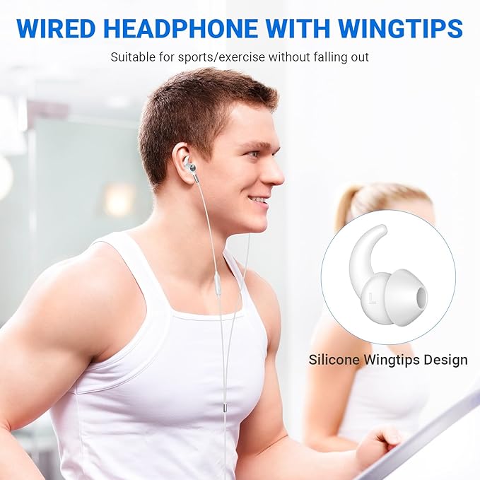 Earbuds Wired 3.5mm Headphones for School PC, Noise Cancelling Ear Buds Wired with Microphone Case Magnet Wire Plug in Earphones for HP/Surface/Acer Computer Laptop Chromebook Corded Headphone, White