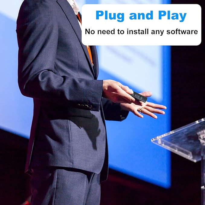 USB-A/USB-C Presentation Clicker for PowerPoint Presentations Pointer, Wireless Presenter Remote, Google Slide Advancer Projector Smart Board Slideshow PPT Clicker for Mac/Laptop/Computer/Office