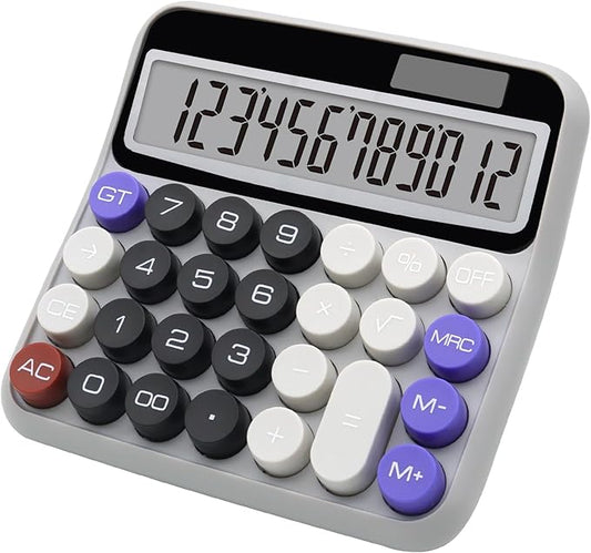 Black Gray Calculator, Big Button Calculator with Large LCD Display, Black Gray Office Desk Accessory for Offices, Schools, Homes and Businesses