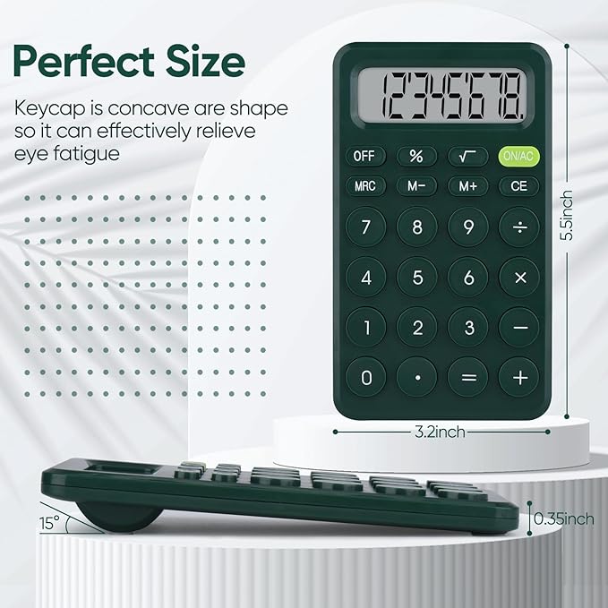 Basic 4 Function Calculator for Students and Office: Small, Portable, and Easy-to-use - Suitable for School and Office Essentials (Green)