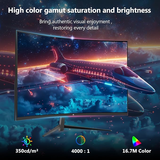 Z-Edge 27 inch Curved Gaming Monitor, FHD 1080P 280Hz Curved 1500R Computer Monitor, Ultra-Fast MPRT 1ms Monitor, 350nits, 16.7M Colors, 4000:1 Contrast, UG27P 2X DP 1.2 Ports and 2X HDMI 2.0 Ports