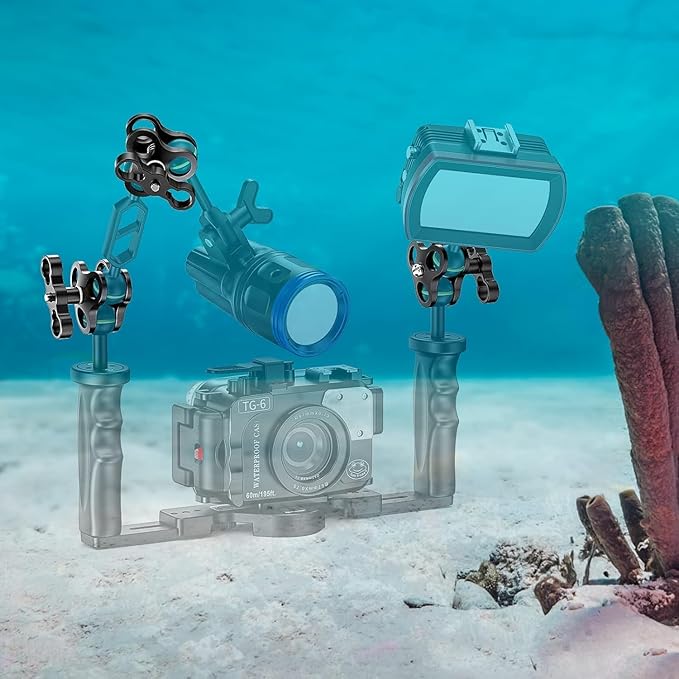 Sea frogs Triple Ball Clamp Diving Camera Bracket Aluminum Spring Flashlight Clamp for Diving Underwater Photography System CP-4