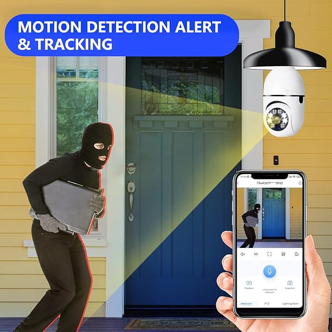 5G Light Bulb Security Camera WiFi Dual Band,360 Degree 1080P Wireless Indoor Full Color,Smart Dome Camera with Auto Tracking, Light Socket Surveillance PTZ Camera