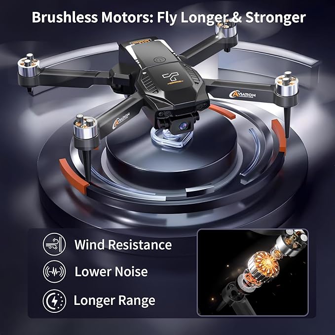 Drone with Camera for Adults, 1080P HD Drones with LCD Screen Controller with 8GB SD Card, Brushless Motors Quadcopter for Beginners, Stable Hover, Waypoint Fly, One-Key Takeoff/Landing, Portable Drone for Kids