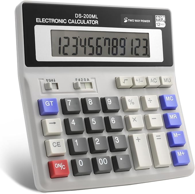Desktop Calculator Large LCD Display 12-Digit Big Number, Large Keys Standard Calculator for Office Business Home