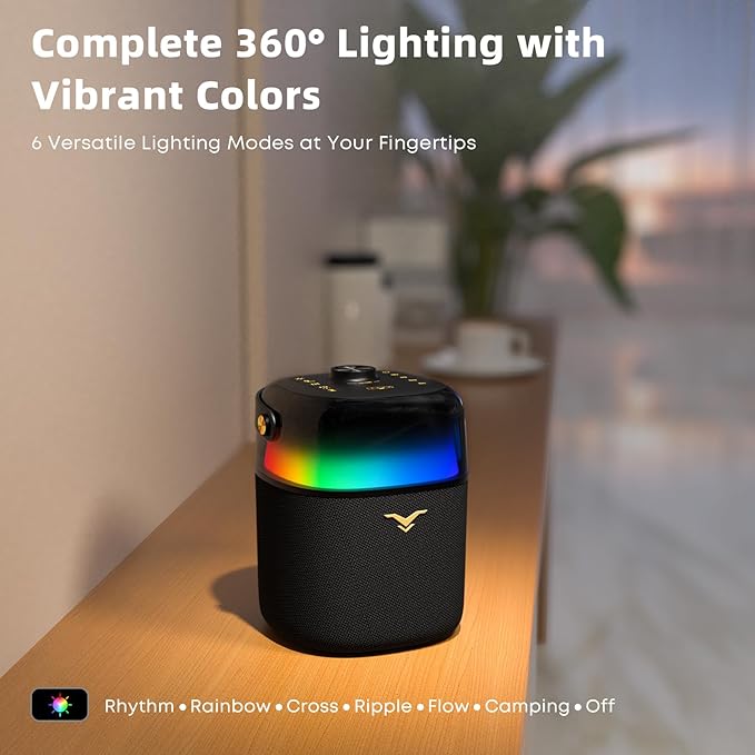 Bluetooth Speaker, Portable Wireless Speaker with 80W Peak Power, Enhanced Bass/Treble, TWS Pairing, 360-Degree LED Lighting for Home, Outdoor, Beach Party, Supports USB/AUX/6.35mm Jack/FM Integration