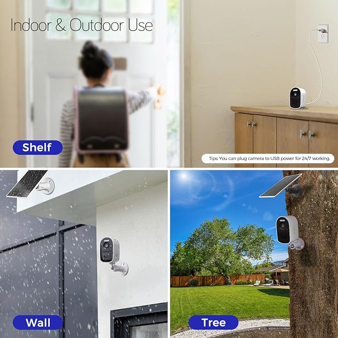 xmartO 4MP QHD WiFi6 Dual-Band Wireless Solar-Powered Indoor & Outdoor Home Security Camera System (Long Range WiFi, Free 64GB Loop Storage, No Monthly Fee, 2-CAM Kit)