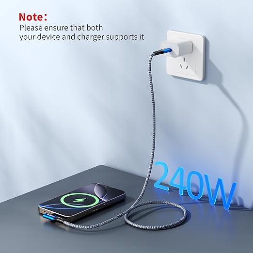 240W for Thunderbolt 5 Cable Right Angle 10ft, Support 8K@60Hz, 4K@144Hz, 40Gbps for iPhone 17, Thunderbolt 4, USB4, SSD, MacBook M4 Pro, Dock, eGPU, Mac mini M4 / M4 Pro