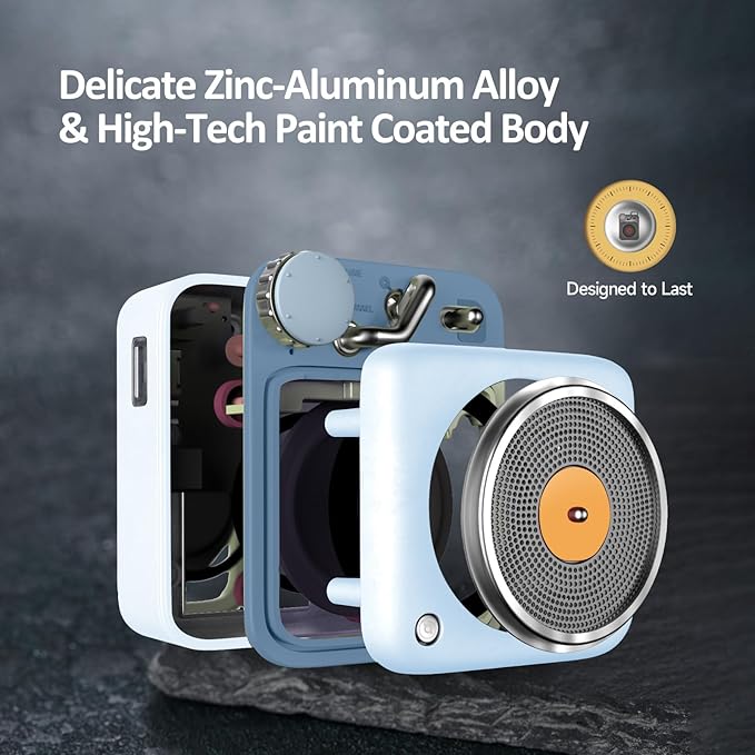 Muzen Mini Bluetooth Speaker, Button Small Cute Portable Metal Retro Wireless Speaker with Loud Volume Great Sound and Portable Lanyard & Gift Bag for Office Classic Vintage Decor