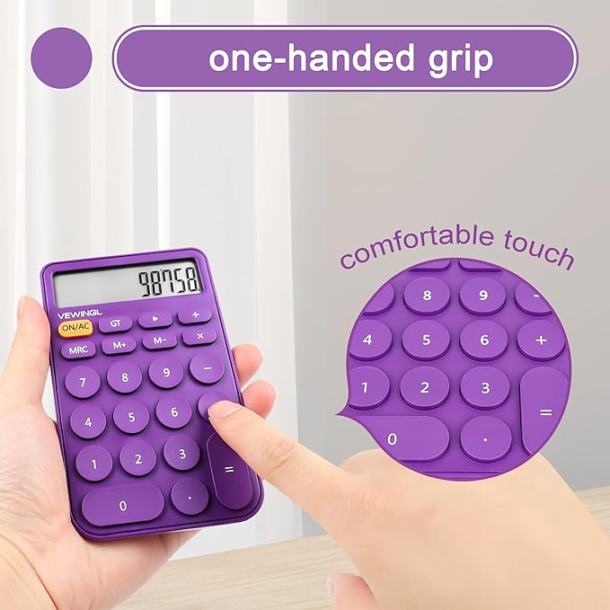 VEWINGL Standard Calculator 12 Digit,Desktop Large Display and Buttons,Calculator with Large LCD Display for Office,School, Home & Business Use,Automatic Sleep,with Battery