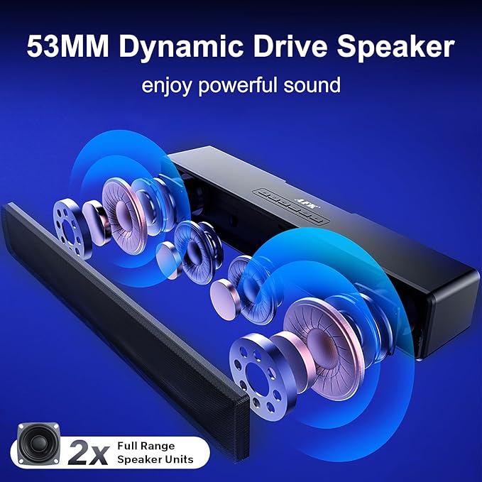 AFK Computer Speakers, Computer Sound Bar with RGB Lights, USB Powered PC Speakers with Stereo Sound, Bluetooth 5.1 and 3.5mm Aux-in,Gaming Speakers for Desktop