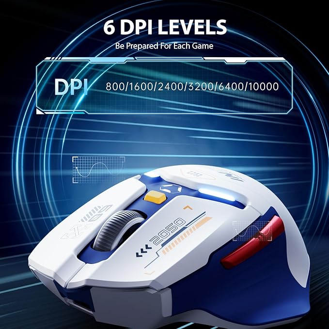 INPHIC IN9 Wireless Gaming Mouse, True Tri-Mode Bluetooth/Type-C Wired/2.4G Wireless Connection, 10000 DPl, Fully Programmable, RGB Backlit, for Laptop PC Mac
