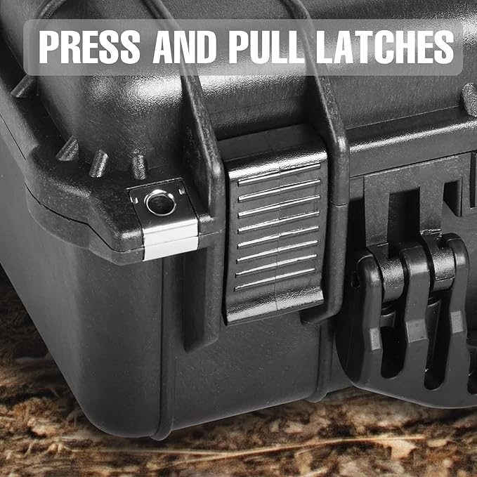 16x 12.8x 6.8 Inch Hard Case, Portable Weather Waterproof Protective Camera Case with Customizable Foam, Fit Use of Drones, Camera, Equipments, Black