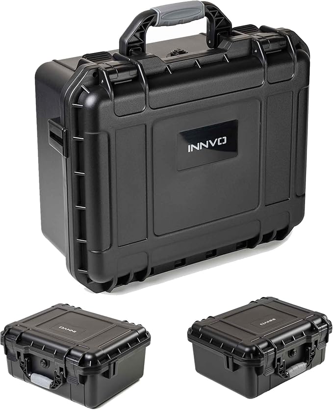Waterproof Case for DJI Air 3S / 3 Fly More Combo Hard Shell Shockproof Case with Mesh Pocket for Accessories Custom-Fit Foam for Drone Controller Components Batteries Charger 14.2x6.3x11.4