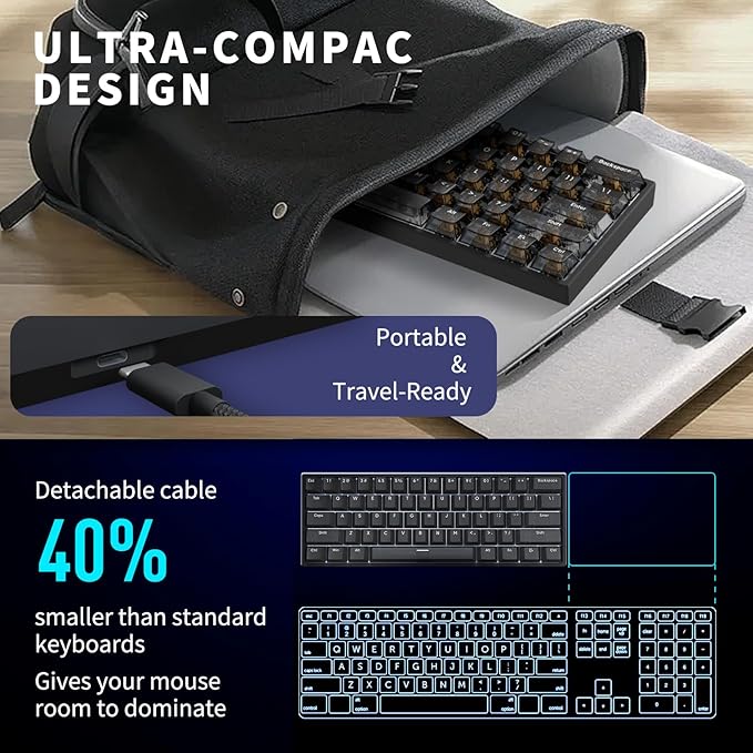 60% Mechanical Gaming Keyboard Wired, YK61 Mini Hall Effect Magnetic Switch Keyboard, 61 Keys Adjustable Actuation Rapid Trigger Mode, 8K Hz Polling Rate, Hot-Swap, RGB Backlit (Translucent Black)