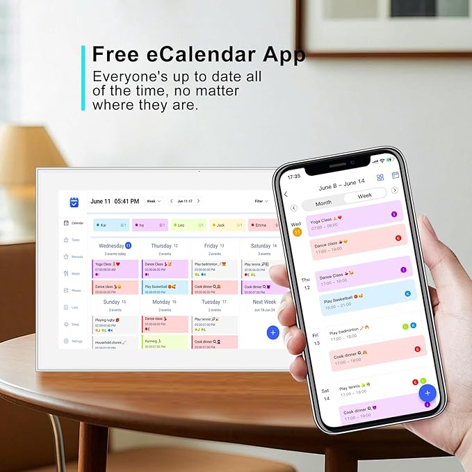 Akimart 15.6 inch Wall Planner Digital Calendar & Chore Chart, Smart Touchscreen Interactive Display for Family Schedules, Hearth Display Digital Calendar, Great for Organizing Your 2025 Year