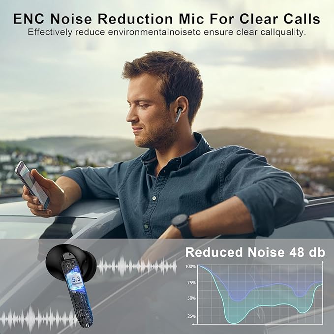 Wireless Earbuds Bluetooth 5.3 in Ear Headphone for Samsung Galaxy S25 Ultra S24 S23 S22 S20 A16 A15 60H Playback LED Power Display IPX7 Waterproof Sports in Ear Earphone with Mic for iPhone 17/16/15