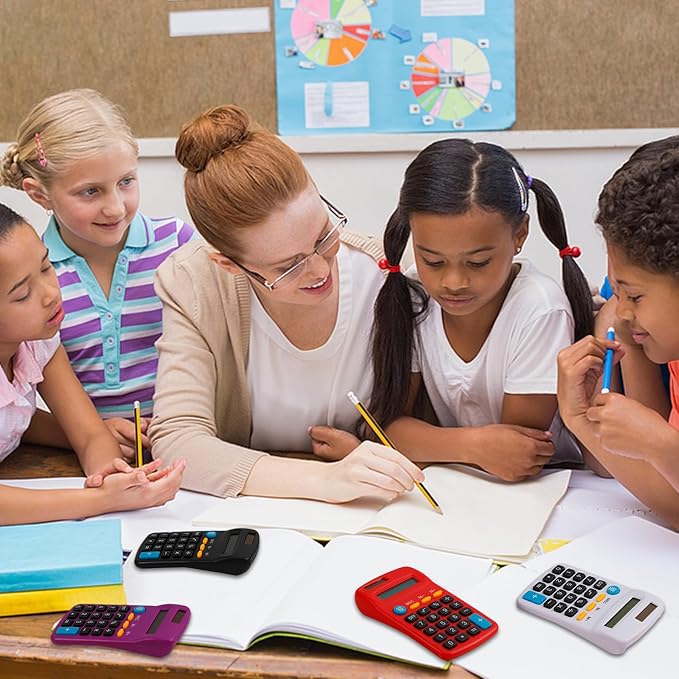 18 Pcs Pocket Calculator,Pocket Size Calculator,8 Digit Display Solar Battery Dual Power Desktop Calculators for Students Kids Home Office(9 Colors)