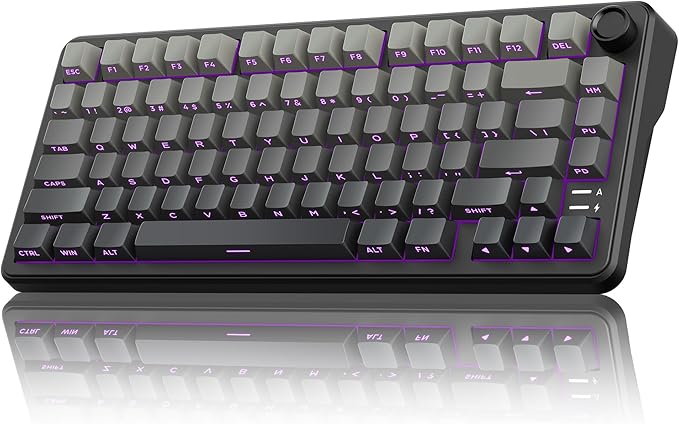 RedThunder K75 Wireless Mechanical Gaming Keyboard, 75% Hot Swappable Creamy Keyboard with Knob, RGB Backlit, Pre-lubed Linear Switches, Side Printed PBT Keycaps, Wireless/Wired/BT5.0 Connection Mode