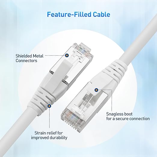 Cable Matters [Cat8 Certified] 40Gbps Short Cat 8 Ethernet Cable - 3ft, 2000Mhz Category 8 Ethernet Cord, Shielded Cat8 Cable for Gaming, White