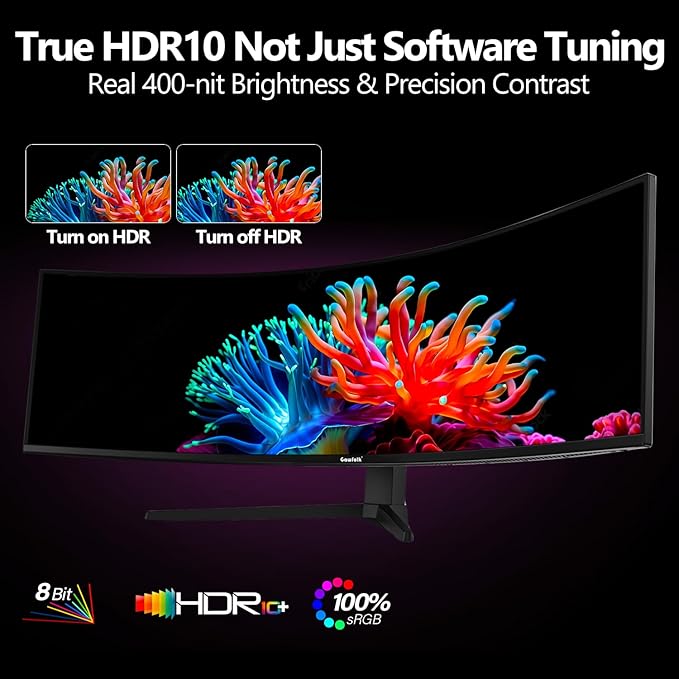 49 Inch Curved Gaming Monitor,1500R PC Screen 120hz DQHD 5120x1440, Computer Screen for Home Office Business, DP, HDMI, Support Wall Mount 100x100mm