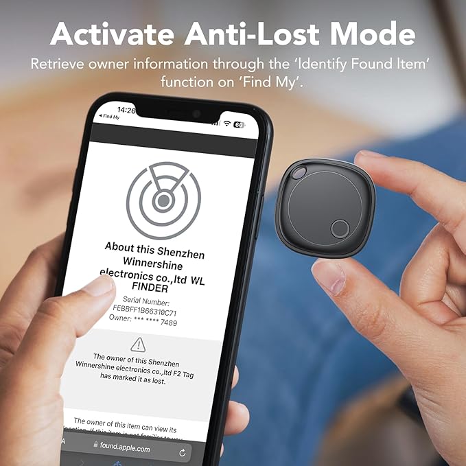 Air Tracker Tags-4 Pack, Bluetooth Tracker Works with Apple Find My APP (iOS Only), Bluetooth Air Tracker Tags Finder and Item Locator for Keys, Bags, Luggage, Pets, Wallet, Replaceable Battery