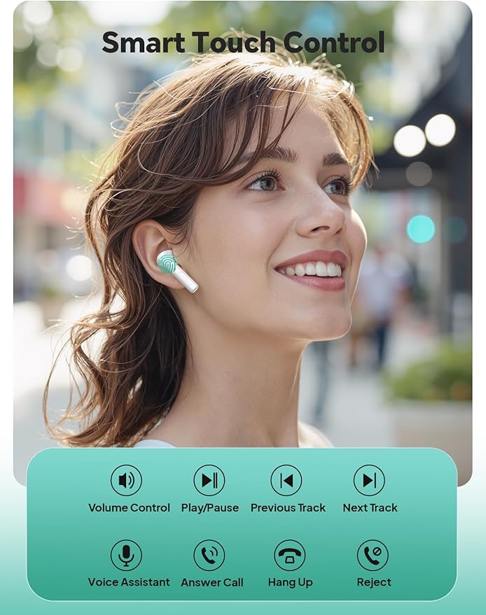 Wireless Earbuds Bluetooth V5.3 Headphones 25H Playtime Waterproof Ear Buds with Mic Lightweight in Ear Earphones for Android/iOS Phone, Birthday White Elephant Stocking Stuffers for Women Men Adults