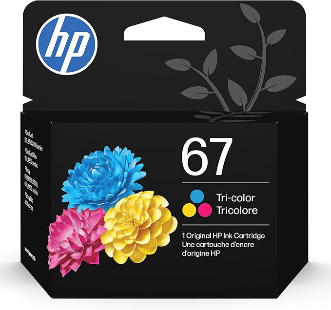 HP 67 Tri-Color Ink Cartridge for HP Printers | Works with DeskJet 1255, 2700, 4100 Series; ENVY 6000, 6400 Series | Eligible for Instant Ink | 3YM55AN | Packaging May Vary