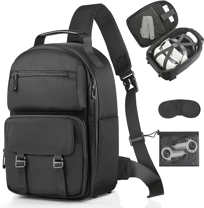 FOREGOER Carrying Case Compatible with Meta Quest 3/3S, Oculus Quest 2/Vision Pro/Pico 4 VR Travel Storage Bag for Gaming Headset with Elite Strap, Touch Controllers and Other Accessories