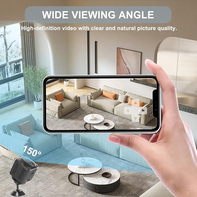 ZHENHAN Mini Camera Wireless Indoor Security Camera with Night Vision, Motion Detection, Dual Storage (Cloud/SD), App Control,Remote Viewing, Magnetic Mount for Home/Office 24/7 Monitoring