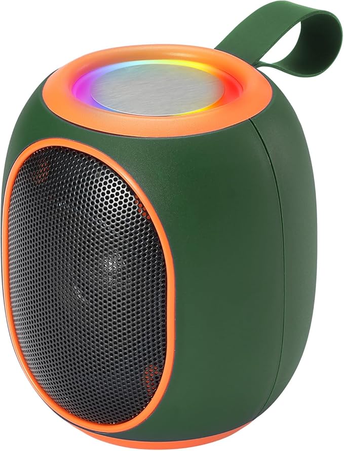 WS-338 Mini Bluetooth Replica Speaker – Portable HD Sound with LED Ring Light, Built-in Microphone, USB/TF Support, Surprise Gift for Music Lovers(Green Orange)