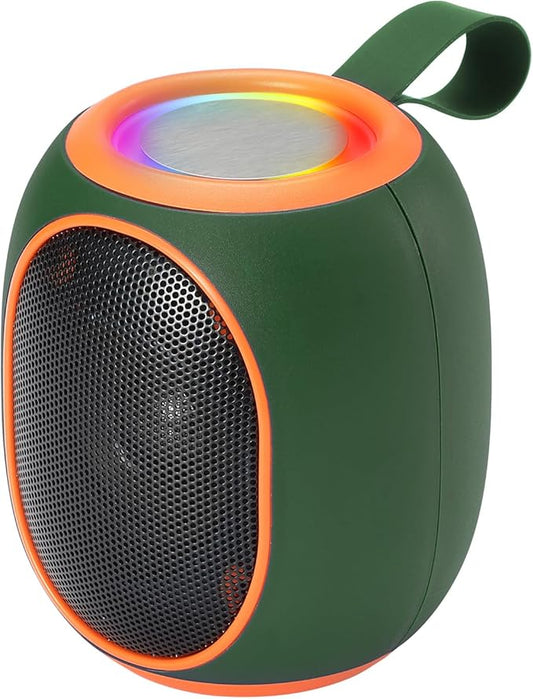 WS-338 Mini Bluetooth Replica Speaker – Portable HD Sound with LED Ring Light, Built-in Microphone, USB/TF Support, Surprise Gift for Music Lovers(Green Orange)