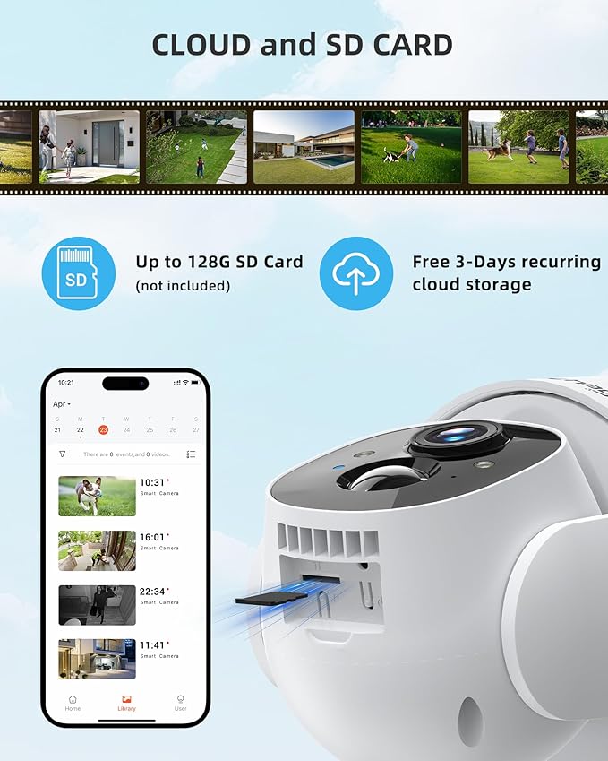 2K Solar Cameras Outdoor Wireless, Security Cameras Wireless Outdoor, Battery Powered cam with Spotlight, 2-Way Talk, PIR Motion Detection, Color Night Vision, 360° PTZ, Siren, Compatible with Alexa