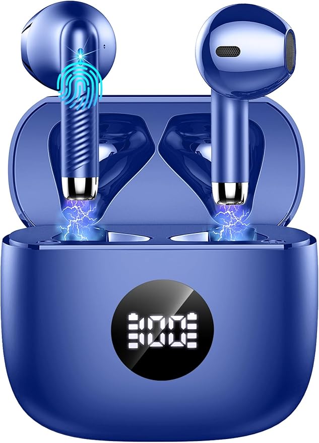 Wireless Earbuds, Bluetooth 5.4 Headphones LED Power Display Ear Buds Bass Stereo, Bluetooth Earbuds in-Ear Noise Cancelling Mic, 40H Playback Mini Case IP7 Waterproof Sports Earphones for Android iOS