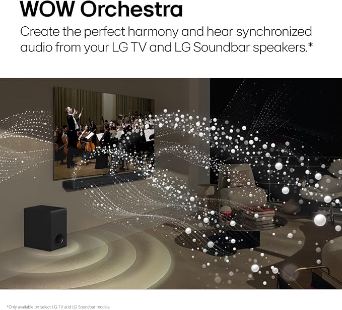 LG S90TR 7.1.3-Channel OLED evo TV Matching Home Theater Soundbar with Rear Surround Speakers and Wireless Subwoofer, Wow Orchestra, Dolby Atmos, WOWCAST Built-in (2024 Model)