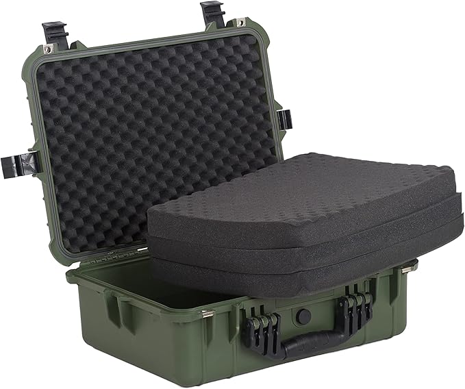 MEIJIA Portable Waterproof Protective Case,Hard Camera Case,Customized Fit Foam Inserted, Elegant Black,Fit for Camera, Equipments, Lens,Drones(Black)