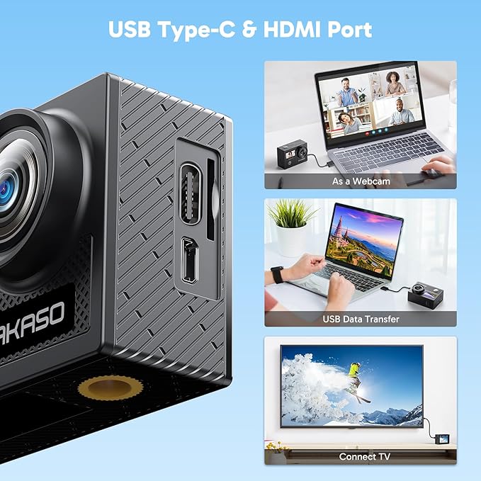 AKASO Brave 4 4K30fps 20MP WiFi Action Camera Ultra Hd with EIS 131ft Waterproof Camera Remote Control 5xZoom Underwater Camcorder with 2 Batteries and Bicycle Helmet Accessories Kit