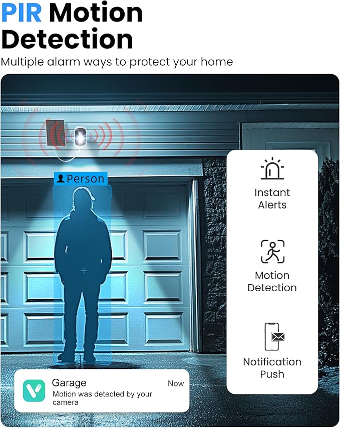 2K Security Cameras Wireless Outdoor, WiFi Cameras for Home Security with Solar Panel, Spotlight Color Night Vision, AI Motion Detection, Siren Alarm, 2-Way Talk, IP66, Cloud/SD Storage