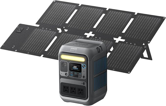 Anker Solar Generator SOLIX C300 with 60W Solar Panel, 288Wh Portable Power Station, 300W (600W Surge), LiFePO4 Battery, 140W Two-Way Fast Charging, for Outdoor Camping, Traveling, and Emergencies
