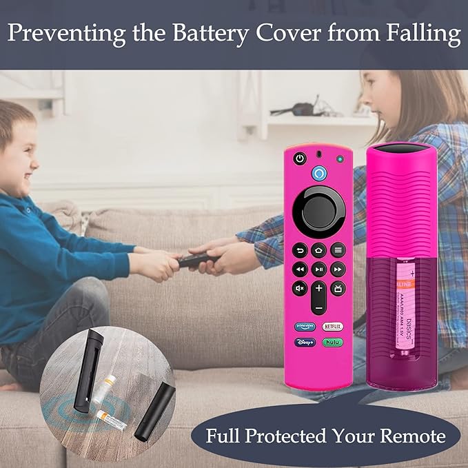 2Pack Remote Cover for Firetvstick 4K Max (3rd Gen) 2021,Silicone Protective Case Compatible with Firetv4k TV Stick Alexa Voice Remote Control with Lanyards,Anti-Slip,Shockproof(Rose Red&Sky Blue)