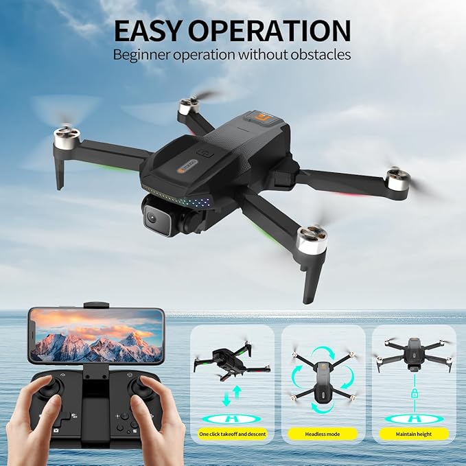 Drone with 1080P HD Camera, Brushless Motor FPV Foldable Quadcopter for Adults and Beginners, Up to 50 Mins Flight Time with 2 Batteries, 360° Flip, One Key Start, Altitude Hold, Carrying Case