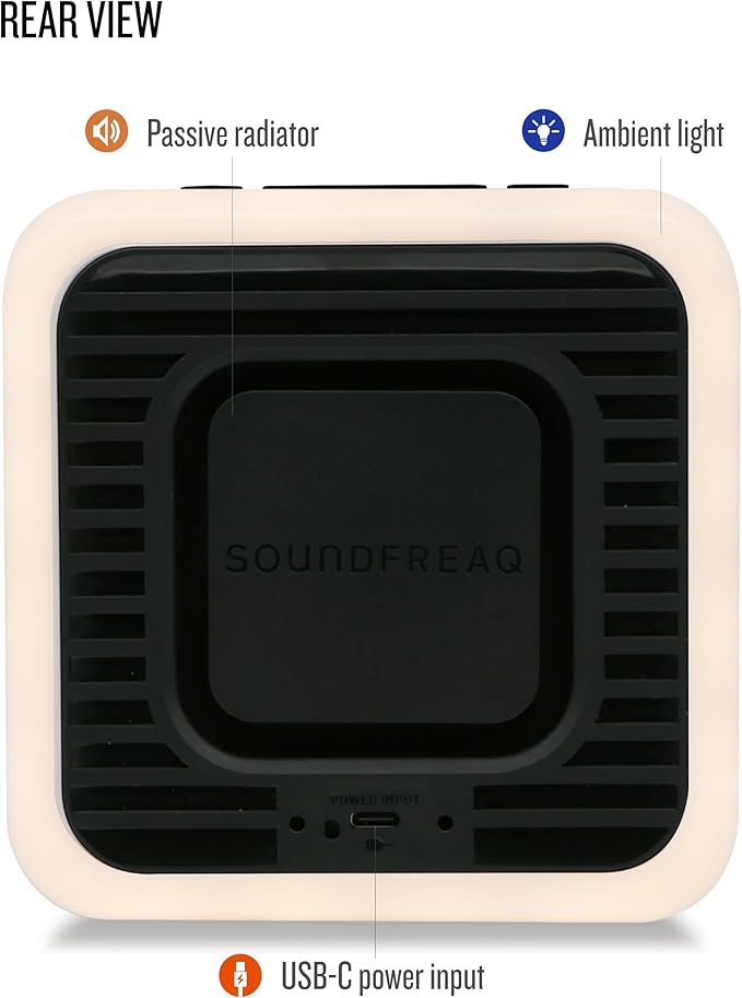 Sound Spot II SFQ-18: Portable Bluetooth Speaker with Powerful Bass, Nature Sounds, Ambient Light, and Speakerphone (Black)