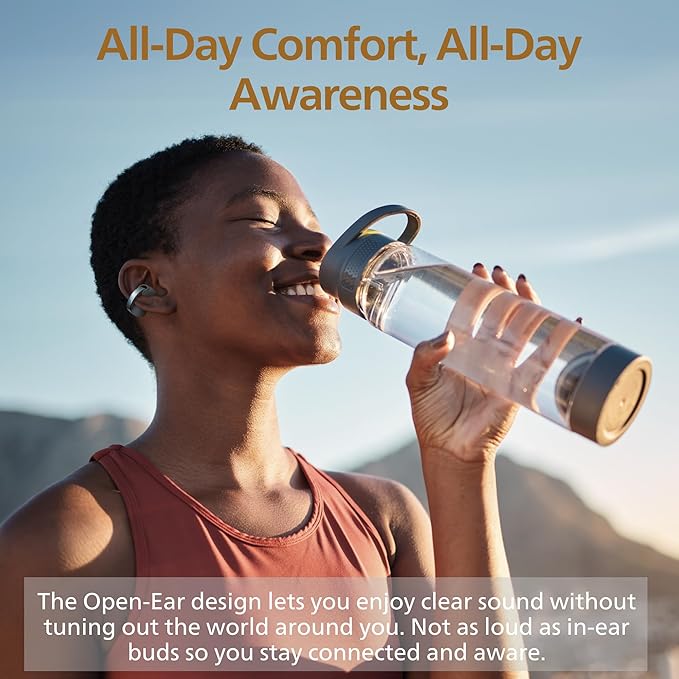 JVC Nearphones Open Ear True Wireless Headphones - Open Ear Earbuds - Bluetooth 5.3-24H Playback - IPX4 Water Resistant - Built-in Mic - Awareness & Comfort - Ear Clip Earbuds - HANP1T