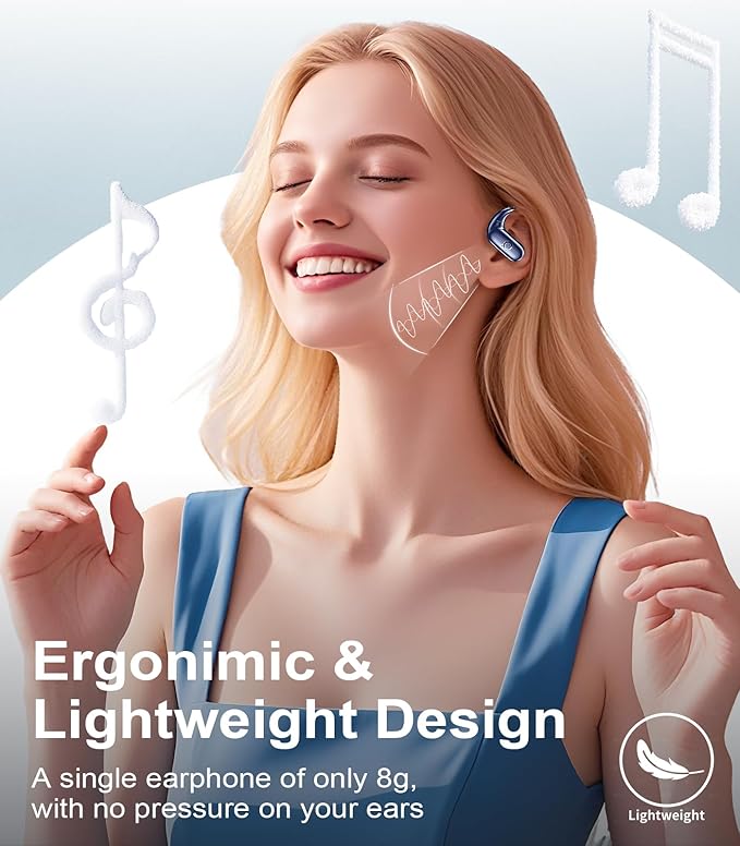 MOZOTER Wireless Earbuds Bluetooth Headphones Sport,Over Ear Buds with Deep Bass Sound,60Hrs Playtime Earphones Redesigned Comfort Fit with Earhooks for Running,Meeting,Workout- Blue