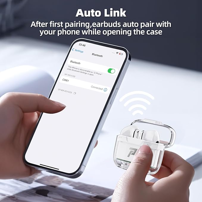 Promise Wireless Earbuds Bluetooth5.3 Earphones,40Hrs Play, ENC Noise Cancelling Mic,13mm Deep Bass,Remote Control for TikTok,YouTube Shorts Like,Smart Phone Laptop Computer Sports Headphones(White)