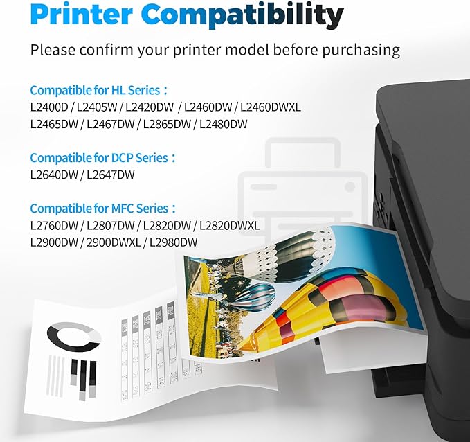 Compatible TN830XL TN830 Toner Cartridges Replacement for Brother TN830XL TN830 XL Toner use with HL-L2460DW DCP-L2640DW HL-L2405W HL-L2400D HL-L2480DW MFC-L2820DW Printer (2 Black)