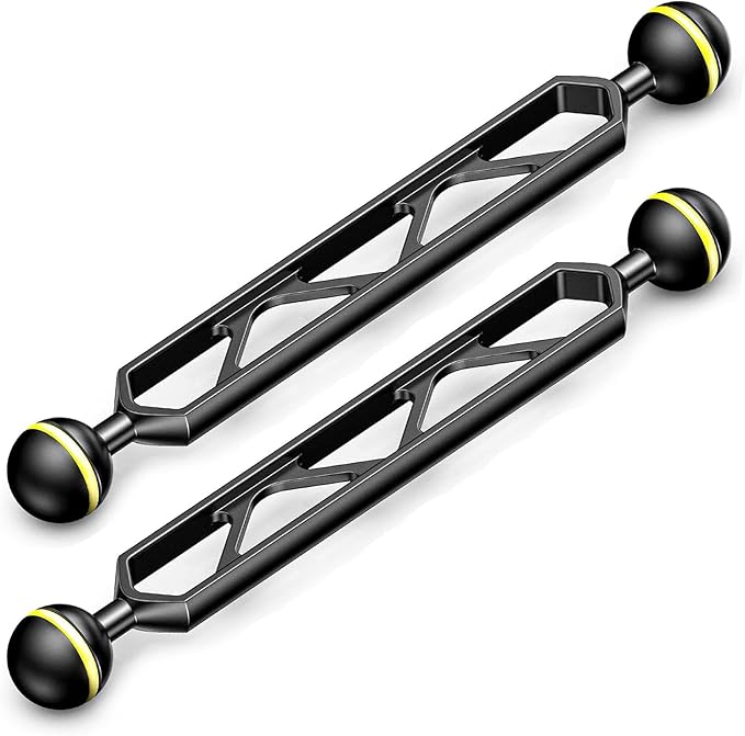 Sea frogs 2PCS Double Ball Arm 8.0" Essential Underwater Photography Gear Lighting System Aluminum Alloy Diving Equipment Accessory Lightweight Arms AM-10