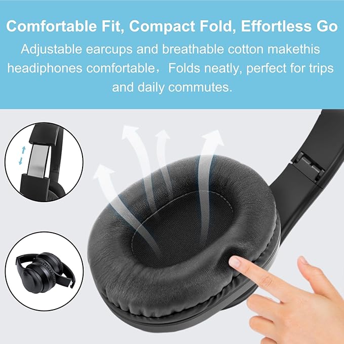 ANC Wireless Headphones for TV, Foldable Headphones for Traveling, Headset with Bluetooth Transmitter, Optical (Toslink), Coaxial, RCA, 3.5mm AUX and USB Audio Output, TV Headset Wireless for Seniors