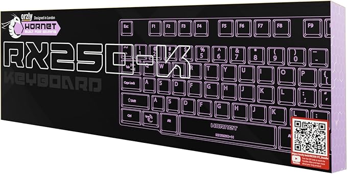 Orzly Pink Gaming Keyboard RGB USB Wired Rainbow Keyboard Designed for PC Gamers, PS4, PS5, Laptop, Xbox, Nintendo Switch, RX-250 Hornet Edition